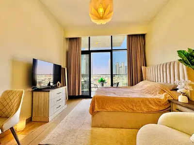 ✨ Luxury Fully Furnished Studio | Burj Khalifa View | Chiller Free | Azizi Riviera, Meydan