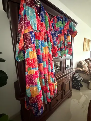 Colorful Patchwork Maxi Dress, lightweight summer wear