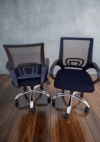 Set of 2 ergonomic mesh office chairs — adjustable swivel on casters