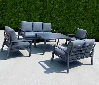 High-quality dark grey outdoor aluminium sofa set