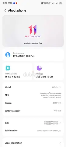 RedMagic 10S Pro - 16GB RAM, 512GB, 7050mAh, Excellent Condition with full accessories