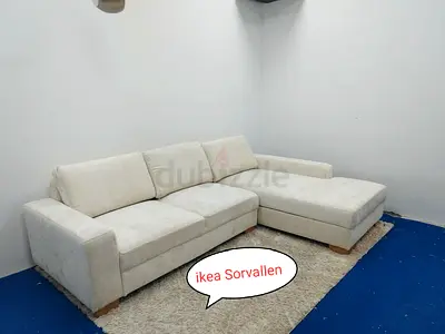Ikea beige color lshape sofa with storage