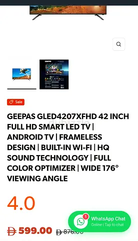 Geepas GLED4207XFHD 42" Full HD Smart LED TV