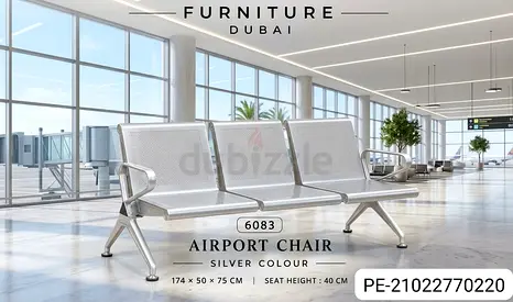 3-Seater Silver Metal Airport/Waiting Room Chair - Good Condition