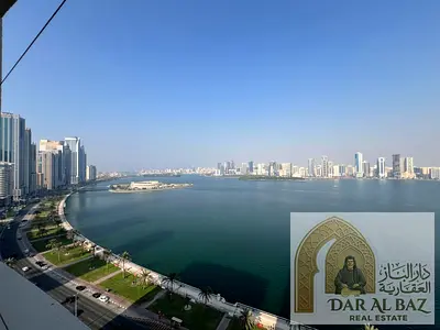 3BR apt + maid's: 2 balconies, built-in wardrobes, free parking, full sea view & flexible payments.