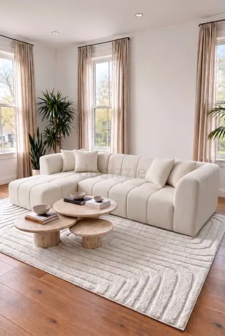 Modern Curved Sofa with Low Back - Home Kode Marisa Stone Ivory — Unopened Condition Brand New