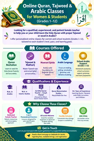 Online Quran, Tajweed & Arabic Classes for Women & Students (Grades 1–12)