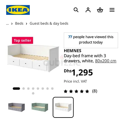 IKEA HEMNES day bed frame with 3-drawer without mattress