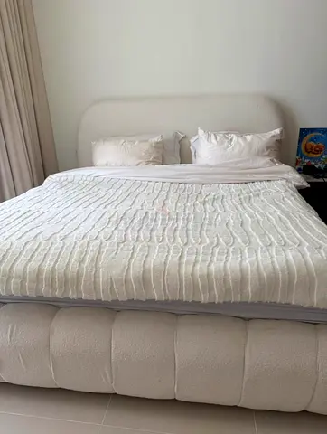 King Size 180*200 with Padded Headboard in Cream