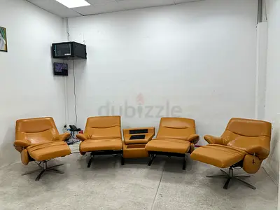 Real leather electric recliner sofa set