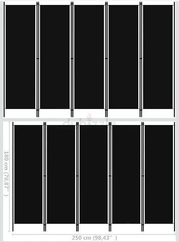 5-Panel Folding Room Divider/Partition - Black (250 x 180 cm)