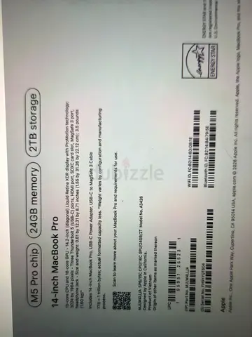 Apple MacBook Pro 14-inch box (M5 Pro, 24GB RAM, 2TB) - original packaging