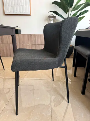 Marina home Set of 4 modern charcoal grey dining chairs with metal legs
