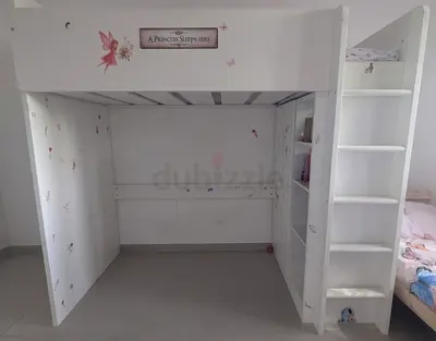 IKEA bunk bed - SMÅSTAD - White loft bed with built-in shelves and ladder