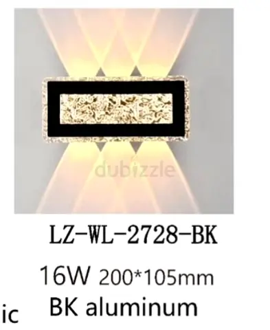 Modern LED Wall Light Fixture 16W — Black Aluminum (200x105mm)