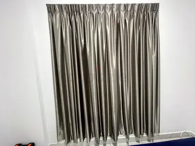 Single panel gloss grey 100% blackout curtain with rod pocket - gently used - excellent condition