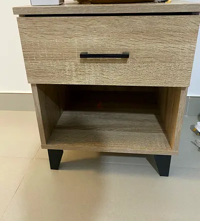 Light Oak Nightstand with Drawer and Open Shelf