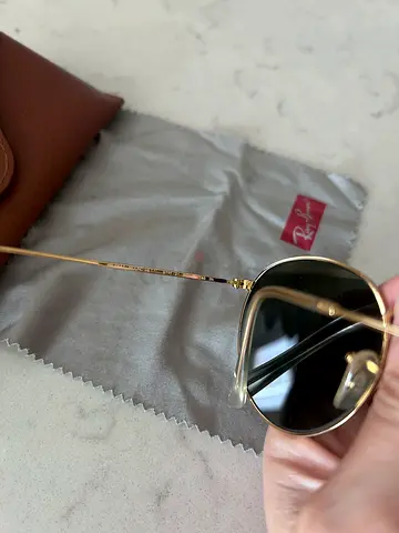 Rayban Gold-frame round sunglasses with case and cloth - gently used