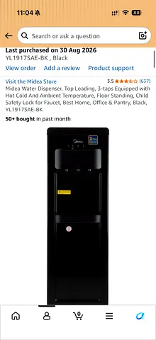 Midea Top-Loading Water Dispenser (Hot/Cold/Ambient) - Black