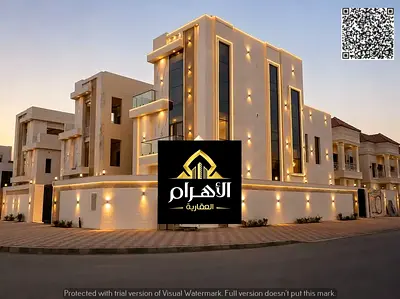 Luxury villa for sale in Al Helio 2 – Ajman | 6 master bedrooms | Ground floor + first floor + roof
