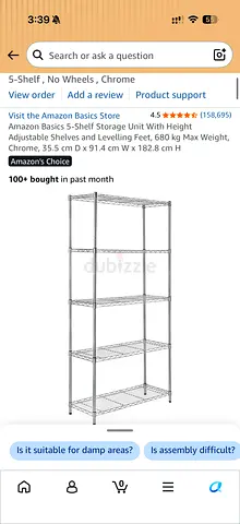 5-Shelf Chrome Metal Wire Storage Shelving Unit