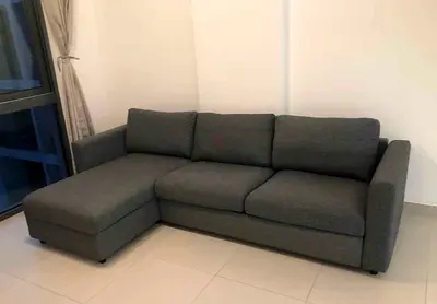 Grey L-shaped Sofa bed with Chaise - Good Condition