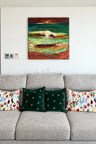 Hand-painted bought in auction – Emerald Waves & Copper Skies