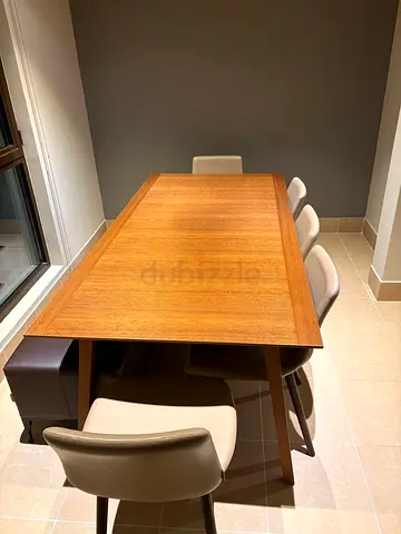 Solid Wood Dining Table with 5 Chairs - Good Condition