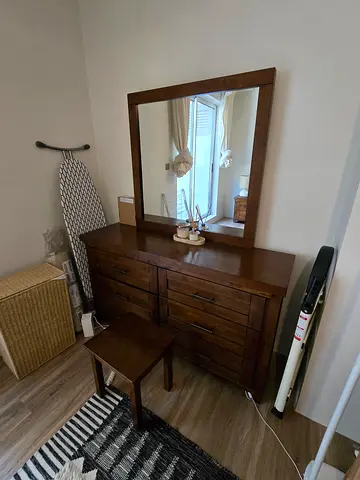 Wooden Chest of Drawers with Matching Mirror & Stool