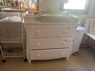 White Baby Changing Dresser with Changing Mat - Good Condition