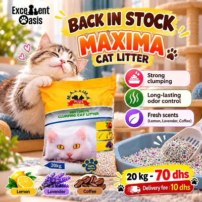 Maxima Bentonite Clumping Cat Litter 20kg - Lemon/Lavender/Coffee