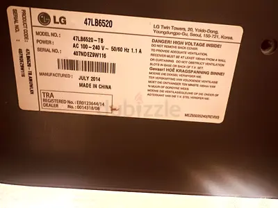 LG 47" LED TV 47LB6520 - Used, Working (2014 model)