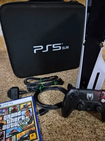 PlayStation 5 Slim Disc edition with special edition controller & bag plus all cables and gta 5