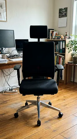 Ergonomic Black Office Chair with Headrest – Good Condition