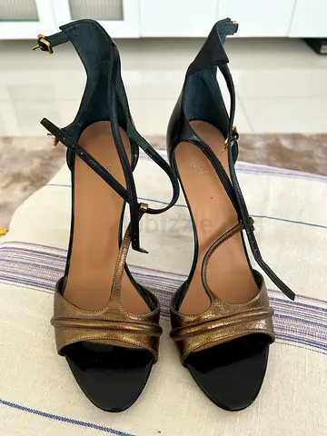 HOSS Intropia Black and gold high-heel open-toe sandals, size 40