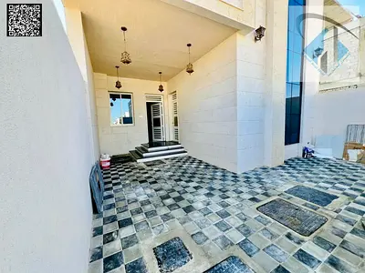 A brand-new 3-bedroom villa (ground floor + two additional floors) featuring 5 bathrooms, 2 living rooms, and parking, available for rent at 80,000 AE