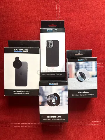 Set of Sandmarc iPhone Camera Lenses & Clip-on Accessories (Telephoto, Macro, Wide + Case)
