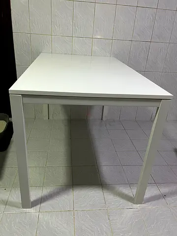 white ikea rectangular table - sturdy metal frame