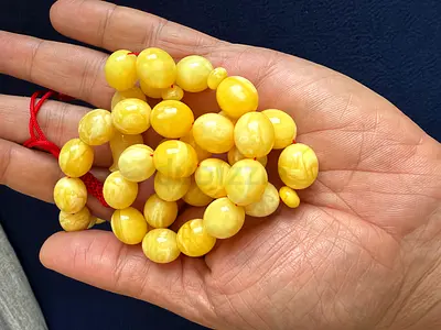 Natural Yellow Amber Bead 55 grams /Prayer Beads - 51 beads