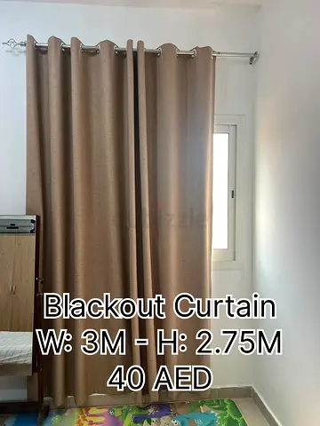Beige Blackout Curtains 3m W x 2.75m H