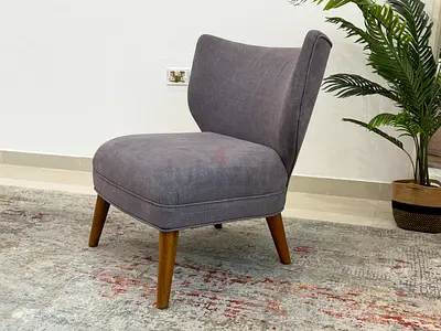 west elm Single Grey Accent Chair with Wooden Legs