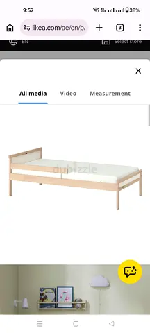 IKEA Single Bed Frame with Slatted Base — Light Wood, Good Condition