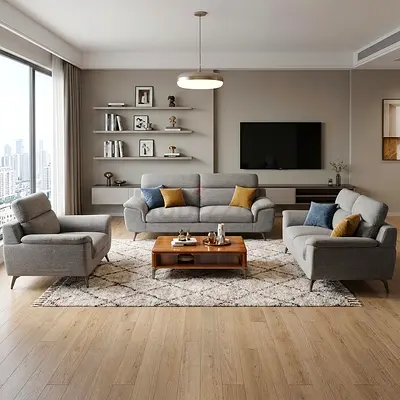 Modern Grey 3-Piece Sofa Set