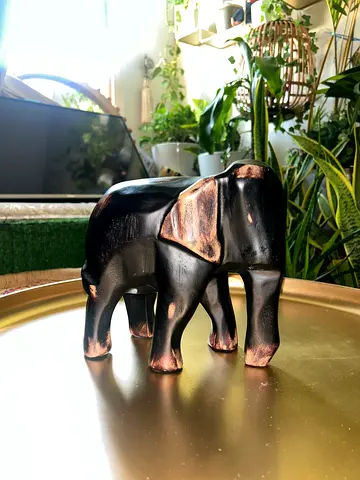 Hand-carved Wooden Elephant Figurine - Decorative Statue