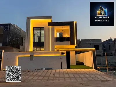 Super deluxe finishing, prime location near Emirates Road (Al-Abar Road), two floors, 4 master bedr