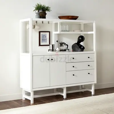 Sapporo Coffee Counter -White multifunctional sideboard cabinet with open shelving