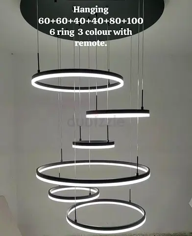 Modern LED Multi-Ring Hanging Pendant Light - 6 Rings with Remote offer prices 650