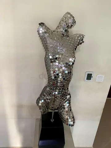 Mirrored Sequin Torso Sculpture / Mannequin Decorative Piece