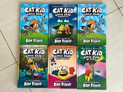 Set of 6 'Cat Kid Comic Club' books by Dav Pilkey - children's graphic novels
