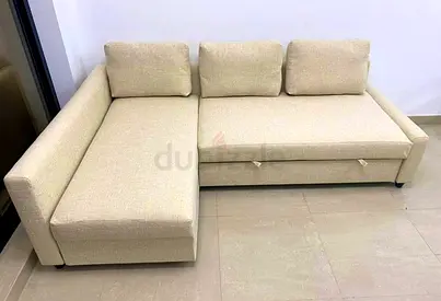 Ikea Beige L-shaped Sofa with Storage - Comfortable 3-seater Corner